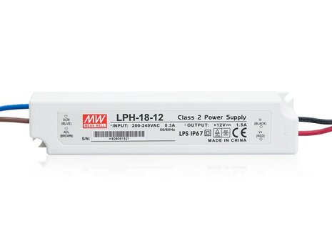 LED PS12V18WIP67 MeanWell nap.zdroj,18W,12V,LPH