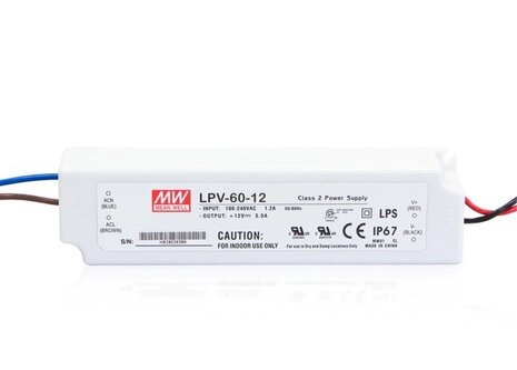 LED PS12V60WIP67 MeanWell nap. zdroj 12V,60W,LPV