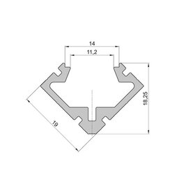 Lišta L XC15 45°/45° pre LED pásy,strieborná,1m