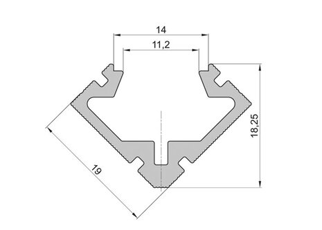 Lišta L XC15 45°/45° pre LED pásy,strieborná,1m