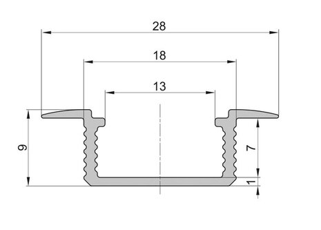 Lišta L XC18 pre LED pásy,strieborná,1m